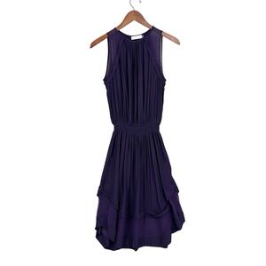 RAMY BROOK Dress Sleeveless Midi Smocked Cinched Waist Purple